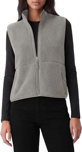 Gacaky Womens Sleeveless Cropped Fleece Vest Warm Sherpa Casual Zip Vest Fall Winter Lightweight Cozy Outerwear with Pockets in Saudi Arabia
