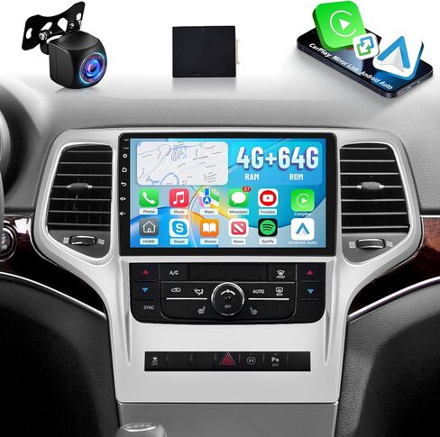 NHOPEEW [2+64G] Car Stereo for Jeep Grand Cherokee 2008-2013 - 9 inch HD Touchscreen Upgrade Radio - Wireless Carplay and Android Auto, DSP Audio, WiFi, GPS, FM/RDS Radio + AHD Backup Camera + Canbus in Saudi Arabia