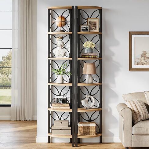 Tribesigns 6-Tier Corner Shelf، الصناعية 70.9 "رف الزاوية ريفي عرض الرف لغرفة المعيشة، وحدة رفوف خشبية حامل النبات رف تخزين لغرفة النوم والحمام والمطبخ in Kuwait
