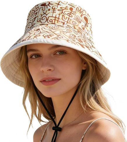 Women's Summer Sun Hat - Reversible Design with Striped Lining Adjustable Brim for Travel and Outings Cap in Saudi Arabia