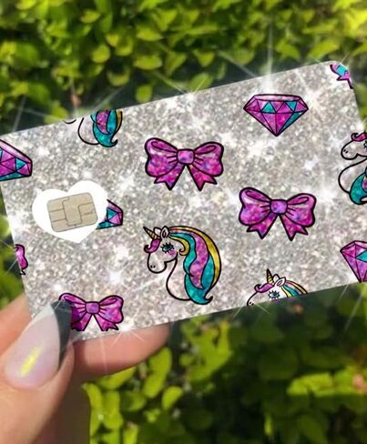 ExotixCard الملصق العاكس الأصلي Ultra Bling Debit - غطاء بطاقة الائتمان ذو الجلد اللامع القابل للإزالة وخاصة غطاء بطاقة المعلومات الخلفي الساطع قلب فضي ExotixLuv Luxury (القوس الوردي الساخن) in Kuwait