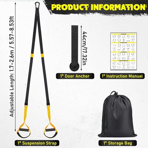 TOBWOLF Home Suspension Straps Training Kit, All in One Compact Resistance Trainer Straps & Door Anchors, Suitable for Home Gyms, Travel, Core Training & Full-Body Fitness in Saudi Arabia