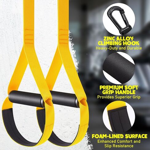 TOBWOLF Home Suspension Straps Training Kit, All in One Compact Resistance Trainer Straps & Door Anchors, Suitable for Home Gyms, Travel, Core Training & Full-Body Fitness in Saudi Arabia