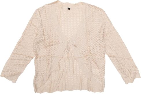 Allegra K Tie Front Cardigan for Women Crochet Bolero Shrug 3/4 Sleeve Knit Cropped Cardigans Tops in Saudi Arabia