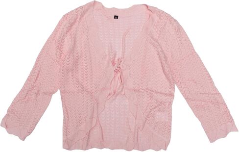 Allegra K Tie Front Cardigan for Women Crochet Bolero Shrug 3/4 Sleeve Knit Cropped Cardigans Tops in Saudi Arabia