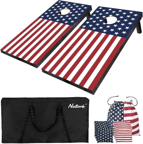 Cornhole Board Set 4x2 Regulation Size Cornhole Set with Carrying Bags & 8 Bean Bags Corn Hole Boards Bean Toss Game for Adults Family Outdoor Lawn Outside Backyard Games in Saudi Arabia
