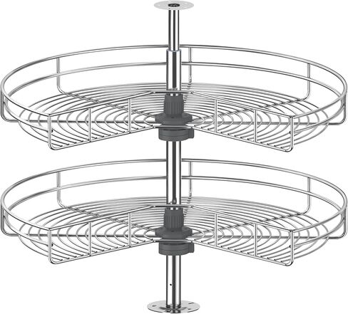28" Corner Cabinet Lazy Susan Turntable, 270° Adjustable Height Chrome Replacement Shelves for Kitchen Corner Cabinet in Saudi Arabia