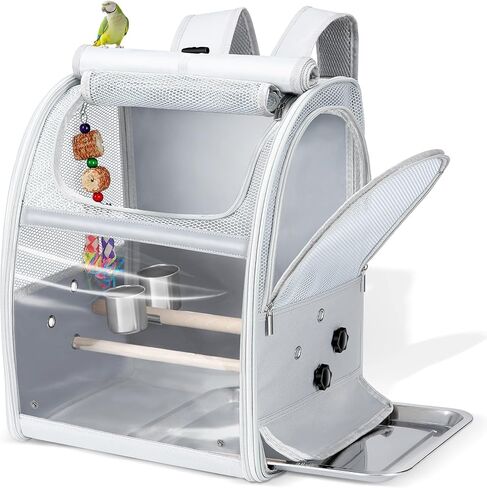 Sanmoncare Bird Backpack Carrier, Water Repellent Fabric Cockatiel Travel Cage with Stand, Lightweight and Portable Bag for Parrot, Bird Travel Carrier in Saudi Arabia