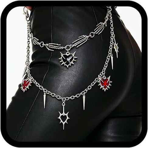 ELABEST Gothic Waist Chain Heart Charms Chains Belt Y2K Tassel Jewelry for Women Jeans Dress in Saudi Arabia