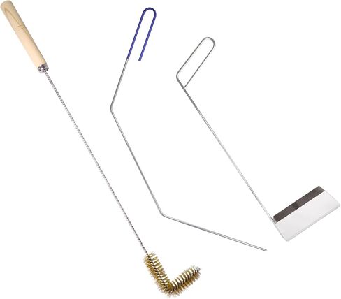 4 PCS Fryer Cleaning Tools with Deep Fryer Brass L-Shaped Brush, Deep Fryer Crumb Scoop, Deep Fryer Cleanout Rod, Long Handle Deep Basket Brush for Restaurants, Air Fryers, Deep Fat Fryers in Saudi Arabia