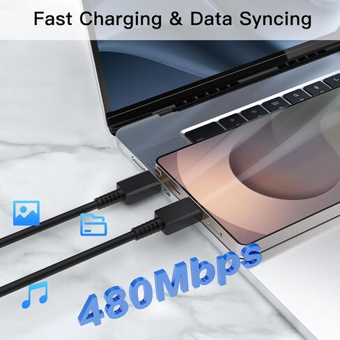 كتلة شاحن فائقة السرعة 45 وات، 2 حزمة شحن سريع من النوع C مع كابل شاحن USB C بطول 6 أقدام متوافق مع Samsung Galaxy S25 24 23 Ultra/+ /S22 Plus/S20، Tab S9/S8 Ultra، iPhone 17/16/15 in Kuwait