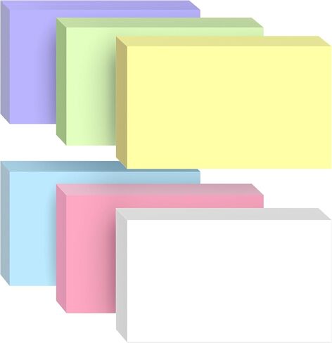 300 Count Index Cards with Ring, 3x5 Inch, 6-Pack of White Ruled Pads, 50 Sheets per Pad, Study & Flash Card School Supplies for Students & Professionals in Saudi Arabia