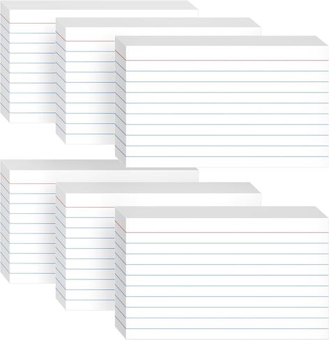 300 Count Index Cards with Ring, 3x5 Inch, 6-Pack of White Ruled Pads, 50 Sheets per Pad, Study & Flash Card School Supplies for Students & Professionals in Saudi Arabia
