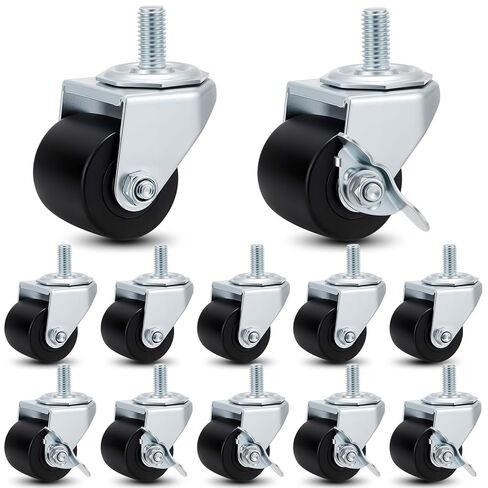 Aurelema Set of 8 2'' Low Profile Caster Wheels 1/2"-13 Threaded Stem Caster Set 4 with Brakes and 4 Without Brakes for Commercial Fridge Refrigerator Part Replacement in Saudi Arabia