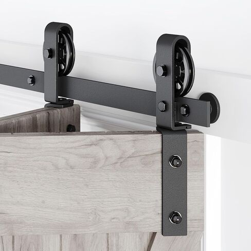 64" Bifold Sliding Barn Door Hardware Track Kit,Side Mounted Black J Shape Roller,Smoothly and Quietly,Assembly Easy,Fit Four 15" Bi-Folding Doors (Door Not Included) in Saudi Arabia