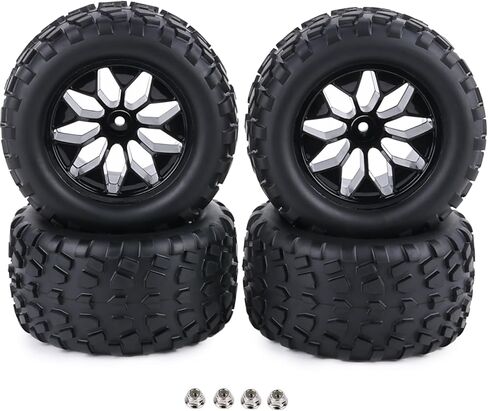 إطارات وعجلات 12 مم سداسية RC مقاس 1/10 لإطارات وعجلات شاحنة RC من أجل Traxxas Rustler Stampede 2wd 4x4 vxl Hoss E-Revo Redcat Volcano EPX RIAARIO AMORIL إطارات وعجلات مُلصقة مسبقًا 4 قطع in Kuwait