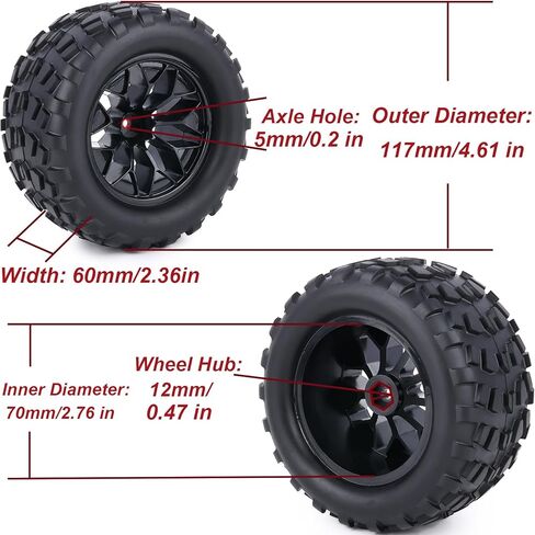 إطارات وعجلات 12 مم سداسية RC مقاس 1/10 لإطارات وعجلات شاحنة RC من أجل Traxxas Rustler Stampede 2wd 4x4 vxl Hoss E-Revo Redcat Volcano EPX RIAARIO AMORIL إطارات وعجلات مُلصقة مسبقًا 4 قطع in Kuwait
