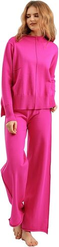 Two Piece Outfits for Women Lounge Sets Oversized Knit Lounge Pullover Sweatshirt Sweatpants Sweatsuits Set in Saudi Arabia