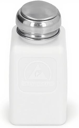 200ML ESD Safe Antistatic Square Solvent Dispenser with Stainless Steel Lid, Press Type, Compact Size for Acetone IPA Solvent Oil Dispensing (White) in Saudi Arabia