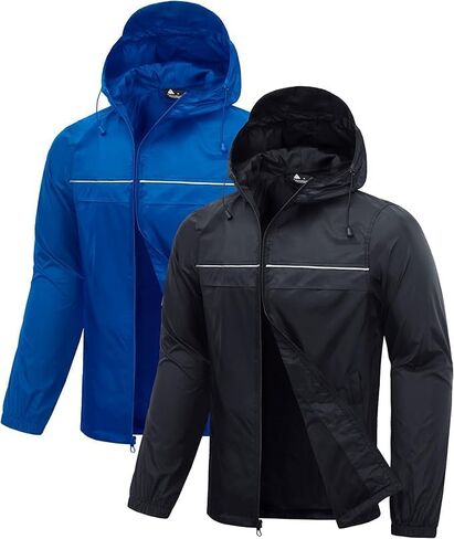 SWISSWELL 2 Pack Men's Rain Jacket Packable Lightweight Waterproof Hooded Windbreaker for Hiking Golf Cycling in Saudi Arabia
