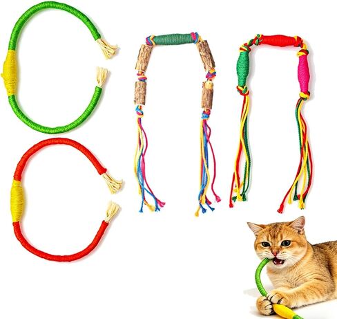 IUHKBH Cat Toys, 2 PCS Chew Ropes with Refillable Natural Catnip, Safe Teeth Cleaning Toy for Indoor Kittens, Interactive Cat Nip Kitty Toys for All Breeds in Saudi Arabia