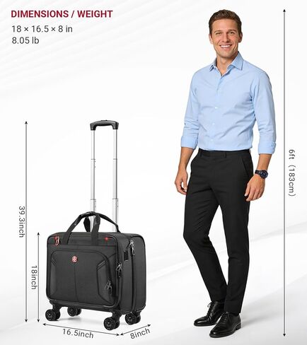 star cloud Rigid Frame Roling Laptop Bag on Wheels, Rolling Briefcase with USB & Type-C Charging Port,Water Resistant Rolling Computer Bag for 17.3 Inch Laptop, Work Travel and Business in Saudi Arabia