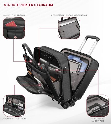 star cloud Rigid Frame Roling Laptop Bag on Wheels, Rolling Briefcase with USB & Type-C Charging Port,Water Resistant Rolling Computer Bag for 17.3 Inch Laptop, Work Travel and Business in Saudi Arabia