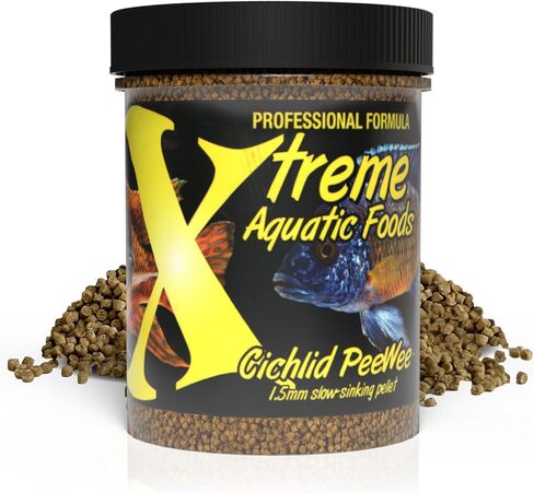 حبيبات Xtreme Cichlid Peewee 1.5 مم - تغذية مثبتة للسمك البلطي - أحماض أمينية متوازنة، تعزز صحة المناعة والجهاز الهضمي، اللون والطاقة، أقصى قدر من البروتين لأسماك المياه العذبة - مزرعة أمريكية نمت (20 أونصة) in Kuwait