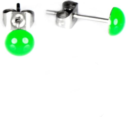 Glow-in-the-Dark 5mm Round Stainless Steel Stud Earrings for Women, Teens & Girls - Hypoallergenic, Flat Back Earrings, Handmade in Italy, Jewelry Set, Stylish Earrings (Neon Green, 5 mm.) in Saudi Arabia