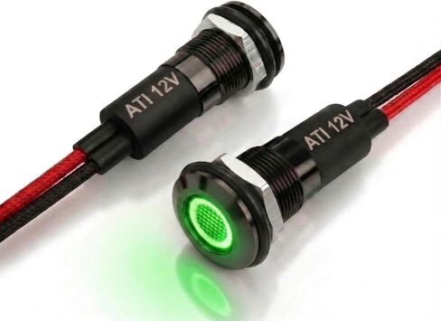 Alpinetech 2 قطعة PLB12M 12 مم 1/2 بوصة 12 فولت تيار مستمر LED معدني (إطار أسود) مؤشر إشارة الطيار داش ضوء (أحمر) in Saudi Arabia