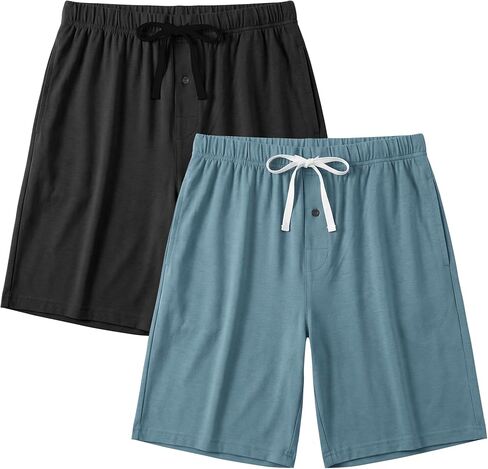 Bamboo Viscose Mens Sleep Shorts - Moisture Wicking Soft Cooling Cotton Pajama Pants for Lounge & Sleep (2 Pack) in Saudi Arabia