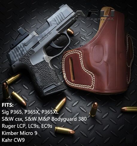 حافظة جلدية Sig P365 OWB مع نقطة حمراء - P365 حافظة نقطة حمراء - P365 حافظات جلدية قطع بصرية - لـ Sig P365X XL SAS Macro، S&W CSX، Rgr LCP LC9s EC9s، Kahr CW9 مسدسات - Optic SigP365 in Kuwait