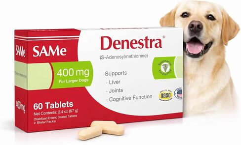 Denestra Same for Dogs & Cats - Supports Liver, Joints & Cognitive Function - Detoxication Cleansing Liver - Antioxidants - Veterinarian Formulated - 200Mg - 60 Tablets in Kuwait
