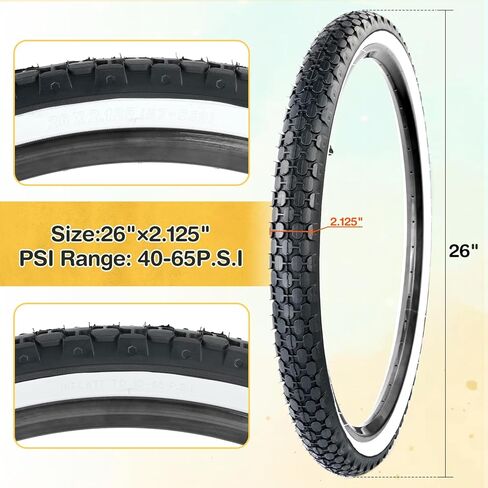 ZUKKA 24x2.125 Bike Tire Cruiser Bike Tire and Tube Classical Tread Folding Bicycle Tires for Beach Cruiser Bike Commuter Bike in Saudi Arabia