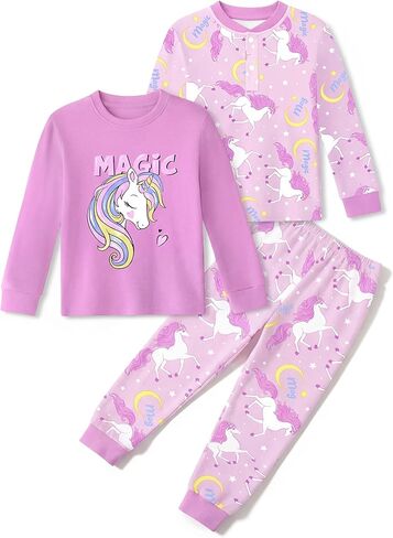 Toddler Pajamas 100% Cotton Kids Pajamas for Boys Girls Long Sleeve Pajama Set 3 Piece Snug Fit Pjs Set 2T-6T in Saudi Arabia