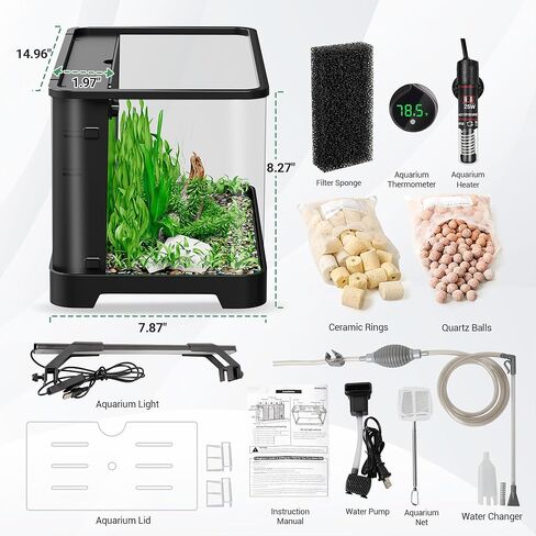 eWonLife 1.5 Gallon Square Fish Tank Bowl, Clear Small Plastic Tank Aquariums for Betta, Snails, Shrimp, Turtles and Aquatic Planting in Saudi Arabia