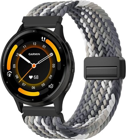 أشرطة نايلون مضفرة مغناطيسية 18 ملم متوافقة مع Garmin Vivoactive 4s/Venu 4(41mm)/Venu 3S/ 2S/ Forerunner 255S/265S، حزام ساعة بديل قابل للتمدد وسريع التحرير للنساء in Kuwait