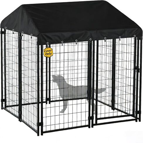 4.2' x 4' Dog Kennel Cover Heavy Duty 600D Waterproof Oxford Cloth, Full Coverage Outdoor Shade Dog Kennel Roof, Outdoor Proof Rain, Snow, Wind, UV Proof, Fits Most Brands(Top Cover Included Only) in Saudi Arabia