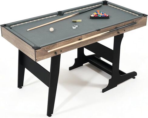 48" Pool Table, Mini Billiard Game Table w/Balls, Cues, Chalk, Brush and Triangle, Indoor Compact Arcade Game Table for Living Room, Game Room in Saudi Arabia
