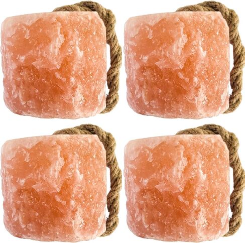 Himalayan Salt Lick On Rope 7.5-8 lb Each (Pack of 2) for Horses, Deer, Goats & Livestock | Natural, Mineral-Rich, Long-Lasting Salt Blocks in Saudi Arabia