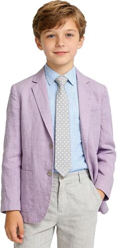 سترة للأولاد من الكتان سترة كاجوال خفيفة الوزن للأطفال الأولاد معطف رياضي لحفلات الزفاف الصيفية على الشاطئ in Kuwait