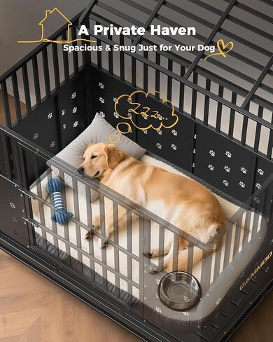 48'' Heavy Duty Dog Crate for Large Dogs, – Upgraded Chew-Proof Panels, Comfort-Widened Floor Panel, Dog Kennel Indoor, Adjustable Internal Height, Easy-Access Wide Door, 4 Lockable Wheels in Saudi Arabia