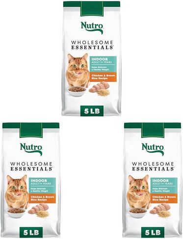 Nutro Wholesome Essentials طعام القطط الجاف في الأماكن المغلقة، وصفة الدجاج والأرز البني، 5 رطل. in Kuwait