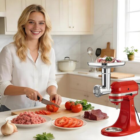 Metal Meat Grinder Attachment for KitchenAid Stand Mixer, with 4 Grinding Plates and Cleaning Brush in Saudi Arabia