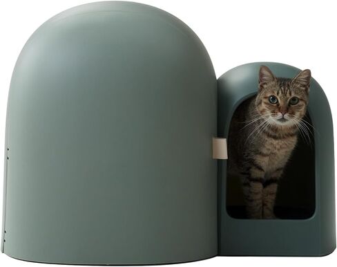 MS!MAKE SURE Cat Litter Box MAX، صندوق فضلات مغلق مع مغرفة مقاس XL، أنيق وعملي للقطط الداخلية - أخضر طحلبي in Kuwait