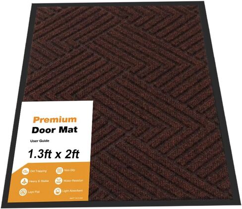 Long Door Mat, Heavy Duty Natural Rubber Door Mat, Low Profile, Trap Dirt & Moisture, Non-Slip, Easy Clean, for Indoor & Outdoor Entry, Garage, Front Door (3x10 ft Black) in Saudi Arabia