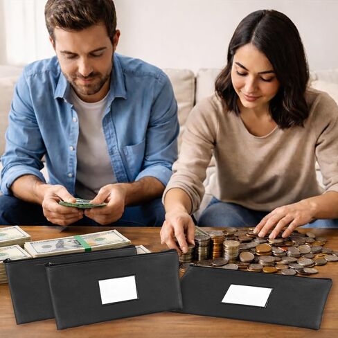حقيبة نقود من VOCHIC مكونة من قطعتين، حقائب نقود مقاس 11 × 6.1 بوصة مع سحاب للنقود، وحقيبة بنك من جلد البولي يوريثان، وحقيبة نقود، وحقائب إيداع للنساء/الرجال، وحامل نقود للنقود والعملات المعدنية ومستحضرات التجميل والفواتير والأدوات in Saudi Arabia