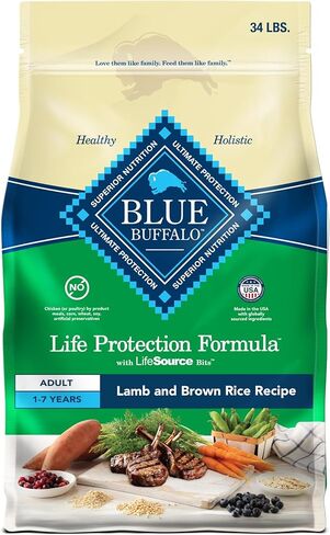 Blue Buffalo Life Protection Formula Adult Dry Dog Food, Helps Build and Maintain Strong Muscles, Made with Natural Ingredients, Lamb & Brown Rice Recipe, 34-lb. Bag in Saudi Arabia