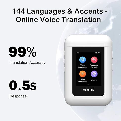 Xupurtlk AI Translation Earbuds Real Time, 120 Offline Packages Audifonos Traductores Inglés Español, Language Translator Earbuds with 74 Online Languages, A8 Translator Device for Travel/Business in Saudi Arabia