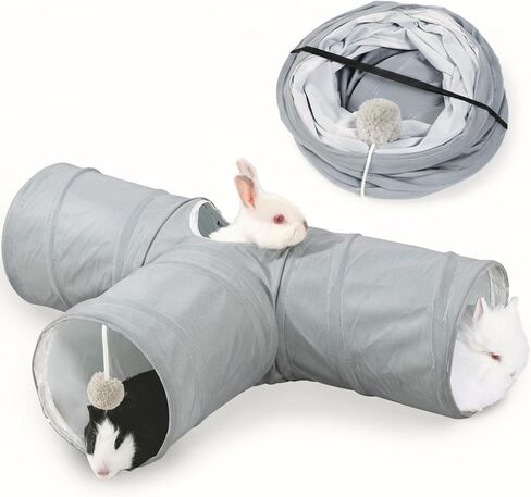 JanYoo Guinea Pig Tunnel 3 Way Guinea Pigs Hideout Foldable Small Animal Hideaway Play Tube Toys for Bunny Rabbit Hedgehogs Hamster Chinchilla Ferret Accessories in Saudi Arabia